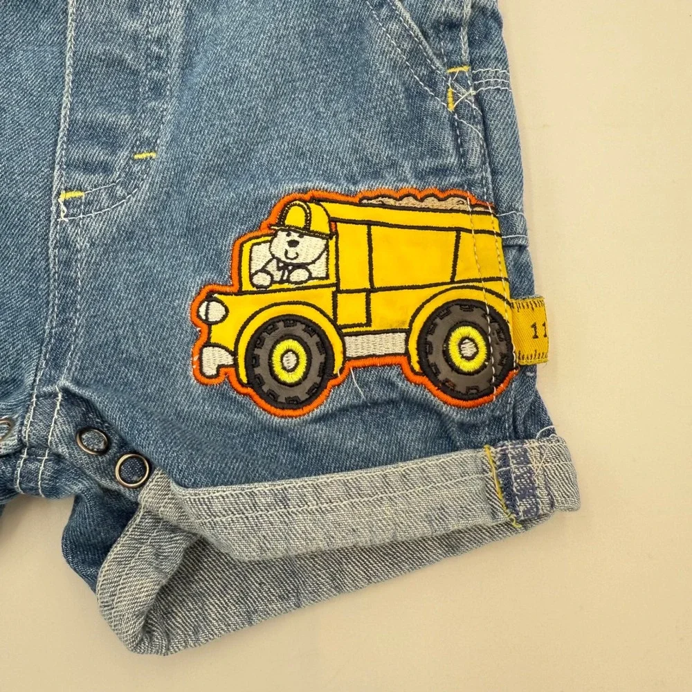 Vtg‎ Lil' Builder Denim Overalls – Tape Measure Straps & Road Crew Patch 3-6 mo.